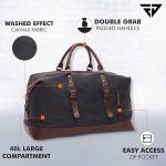 Fur Jaden-40L Canvas Weekender Travel Duffle Cabin Bag with Detachable Shoulder Strap (Black)