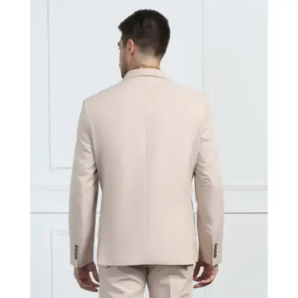 BLACKBERRYS-Three Piece Beige Solid Formal Suit - Randle