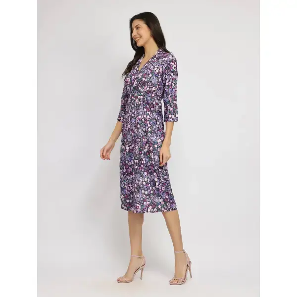 FableStreet-Floral Sheath Dress - Purple