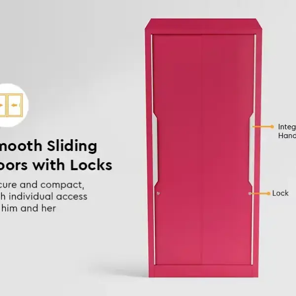 Godrej-Slide N Store Compact 2-Door Steel Wardrobe (Textured Blush Red)