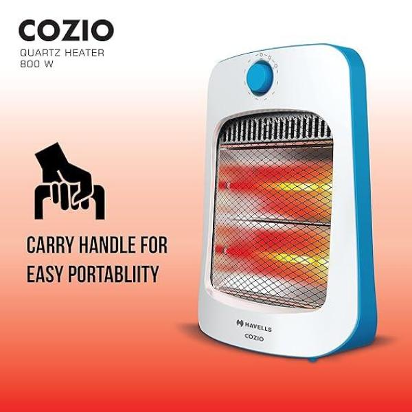 Havells-Co zio Quartz Room Heater - 800 Watts (White, Blue)