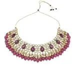 I Jewels Gold Plated Traditional Kundan Pearl Hanging Choker Necklace Jewellery Set With Earrings & Maang Tikka For Women & Girls