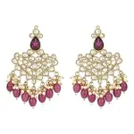 I Jewels Gold Plated Traditional Kundan Pearl Hanging Choker Necklace Jewellery Set With Earrings & Maang Tikka For Women & Girls