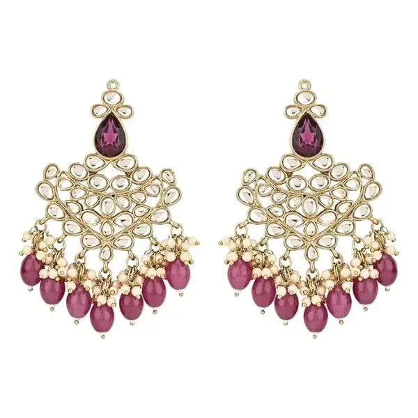 I Jewels Gold Plated Traditional Kundan Pearl Hanging Choker Necklace Jewellery Set With Earrings & Maang Tikka For Women & Girls