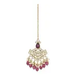 I Jewels Gold Plated Traditional Kundan Pearl Hanging Choker Necklace Jewellery Set With Earrings & Maang Tikka For Women & Girls