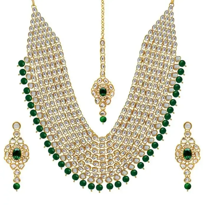 Shining Diva Fashion Latest Stylish Kundan Pearl Traditional Necklace Jewellery Set for Women