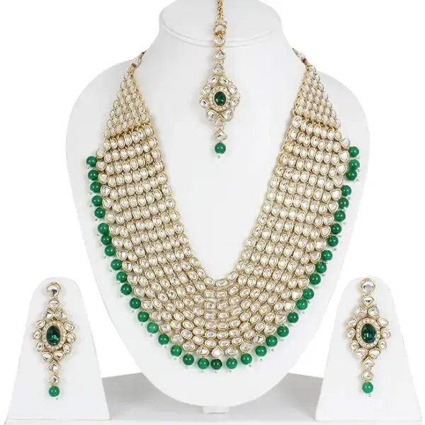 Shining Diva Fashion Latest Stylish Kundan Pearl Traditional Necklace Jewellery Set for Women