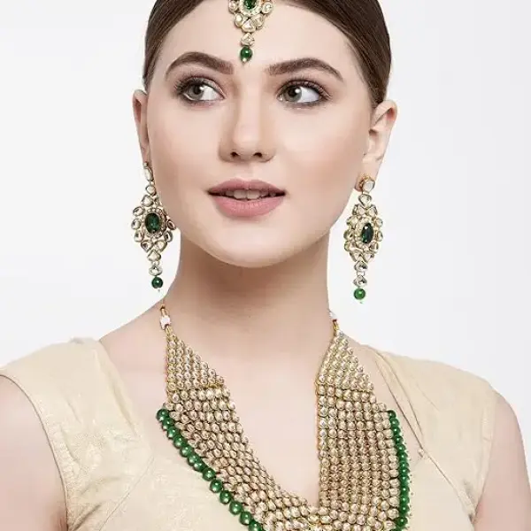 Shining Diva Fashion Latest Stylish Kundan Pearl Traditional Necklace Jewellery Set for Women