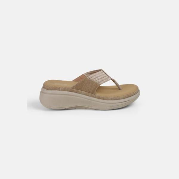 Mochi-Women Beige Casual Slippers