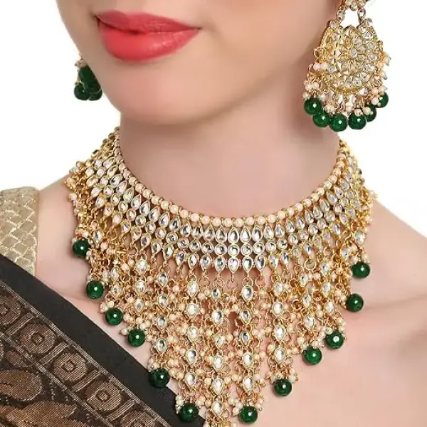 Shining Diva Fashion Latest Stylish Choker Traditional Pearl Kundan Necklace Jewellery Set for Women