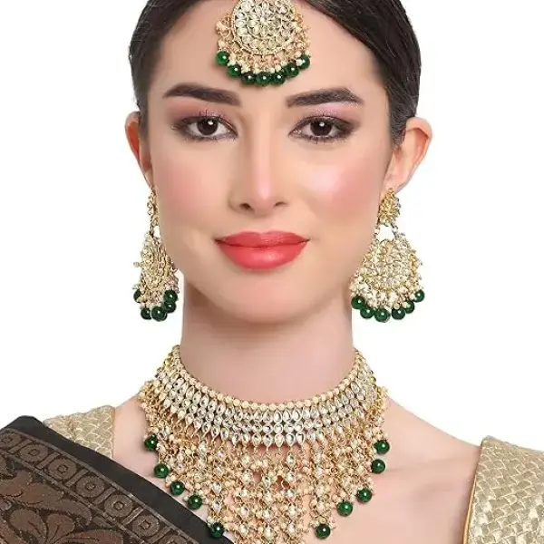 Shining Diva Fashion Latest Stylish Choker Traditional Pearl Kundan Necklace Jewellery Set for Women