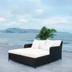 Overstock-SAFAVIEH Outdoor Taniyah Wicker Daybed with Pillow & Cushions - 53W x 28D x 62H