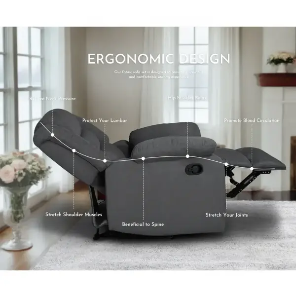 Overstock-Modern 3-Piece Manual Reclining Living Room Sofa Set with Dropdown Table and Console