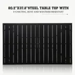 Overstock-60" x 37" Outdoor Patio Rectangular Metal Slatted Dining Table with Umbrella Hole for 6 Person