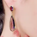 Peora Crystal Studded Gold Plated Dangle Earrings Fashion Wear Stylish Jewellery Gift for Girls & Women