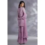 SEASONS-PINKISH PURPLE TIERED SHARARA SET WITH A CHIKAN KURTA TOP WITH BELL SLEEVES PAIRED WITH A MATCHING DUPATTA