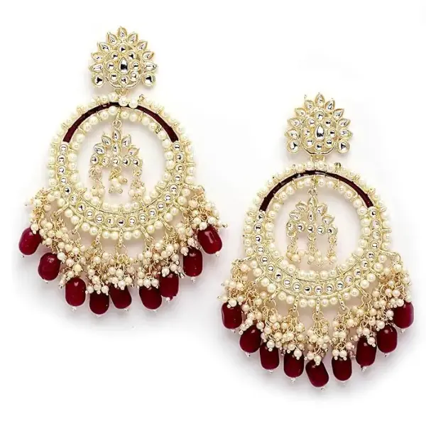 Shining Diva Fashion Latest Stylish Traditional Kundan Chandbali Earrings for Women and Girls