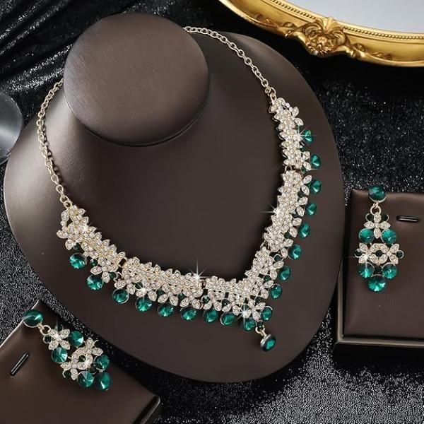 Shining Diva Fashion Elegant Crystal Diamond Necklace Jewellery Set for Women