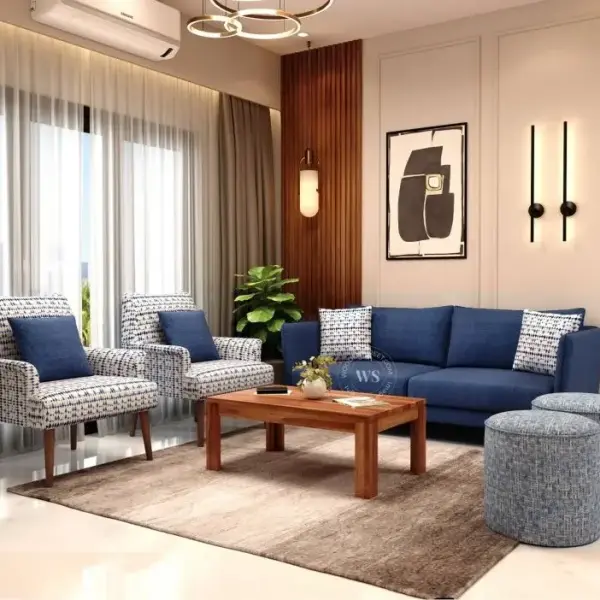 WoodenStreet-Apolo 3 Seater Living Room Sofa with 2 Lounge Chairs