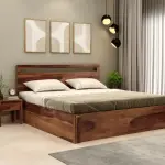 WoodenStrret-Bacon Sheesham Wood Hydraulic Bed With Storage